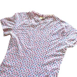 Y2k Sweet Pea Stretchy Floral Print Mesh Baby Tee Top Medium Short Sleeve